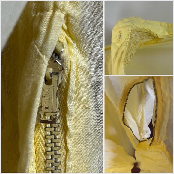 Vintage 1950s Yellow Cotton Eyelet Embroidered Shirtwaist Dress‎ // Size XS - Picture 4 of 5